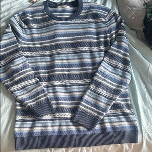 Marine Layer Striped Crewneck Sweater in Blue and White